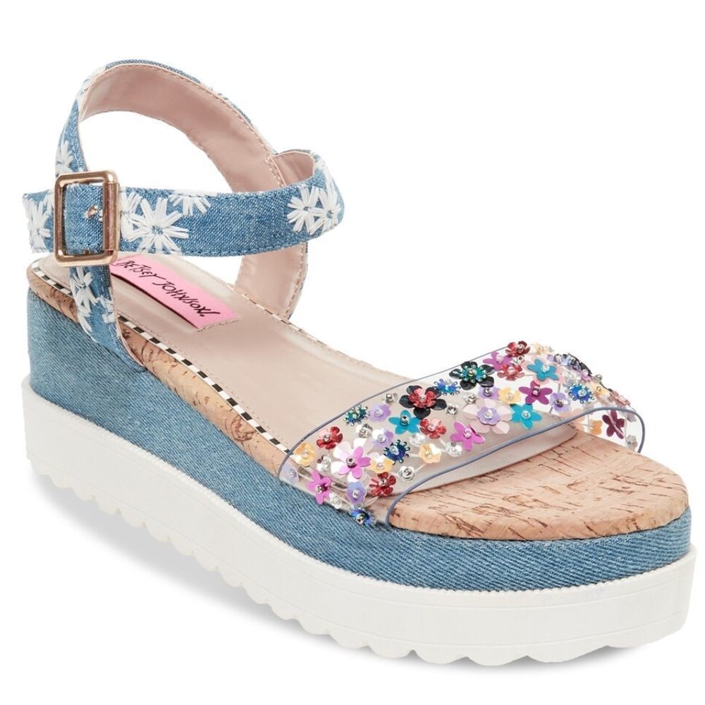Betsey Johnson Floral Platform Sandal Size 8